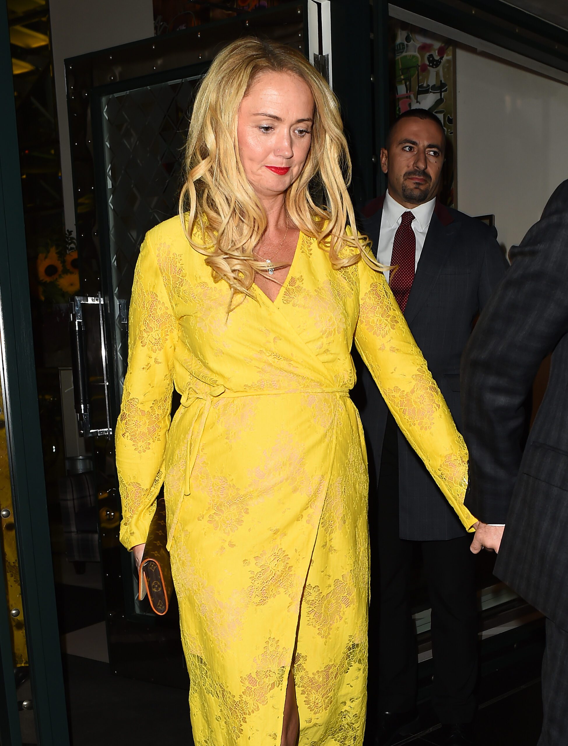 Anne-Marie Corbett wearing a yellow dress