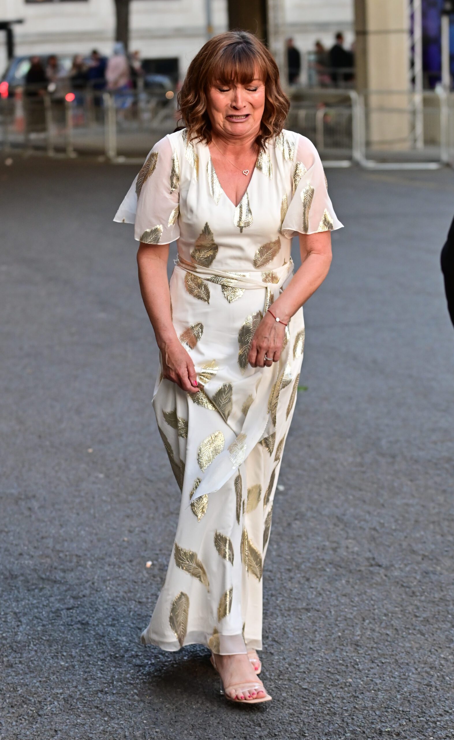 Lorraine Kelly pulling an upset expression as she left the BAFTA TV awards in 2022