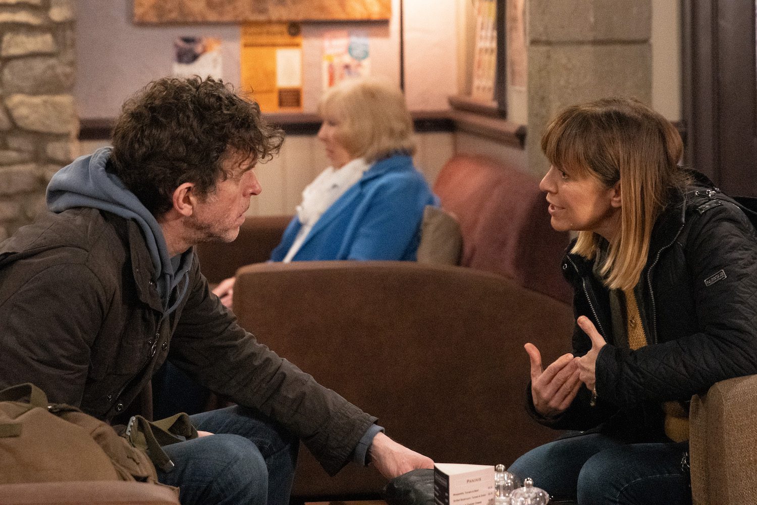 Rhona and Marlon talking on Emmerdale