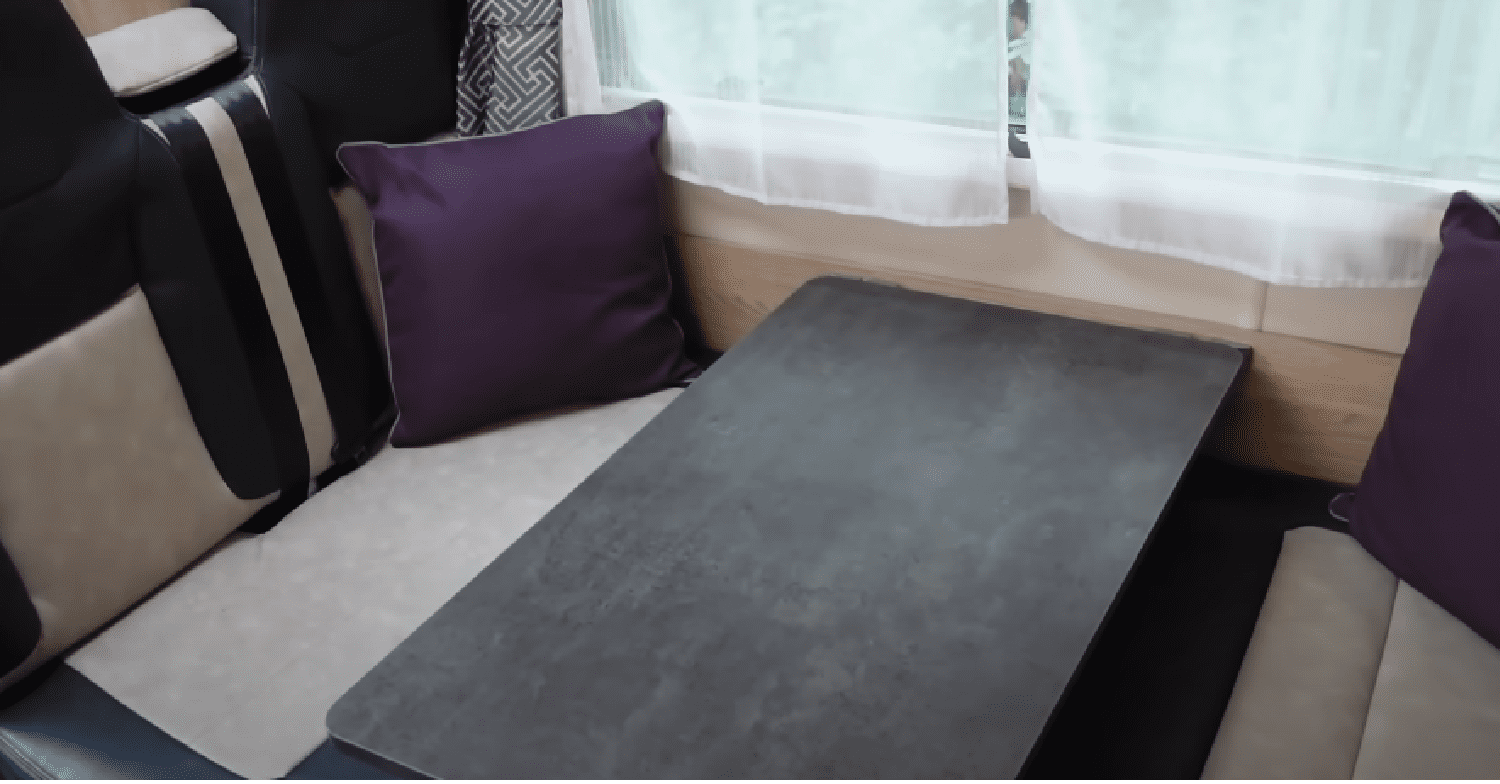 Dining area in Sue and Noel Radford's motorhome