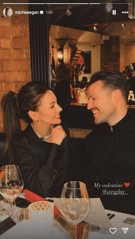 Michelle Keegan and Mark Wright looking loved up over dinner