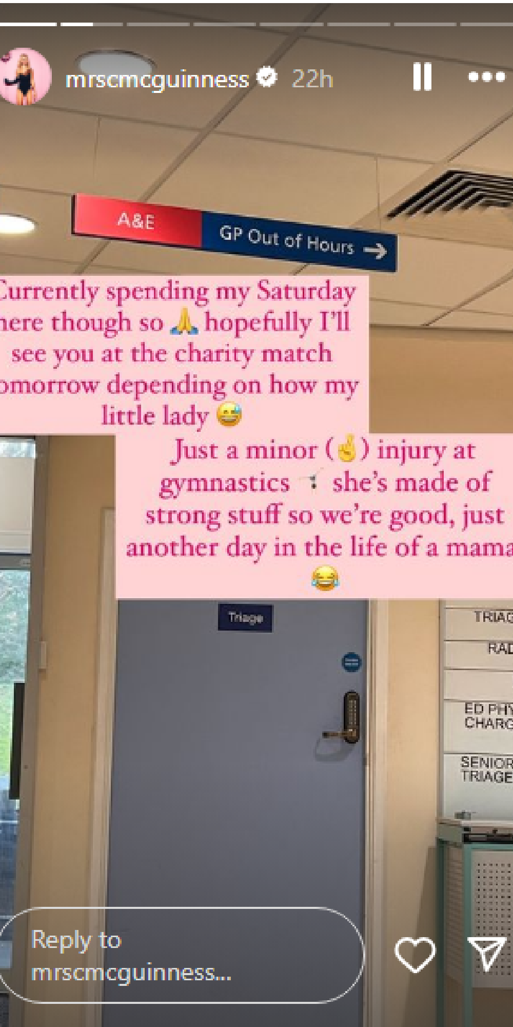 Christine McGuinness reveals daughter is in A&E on Instagram