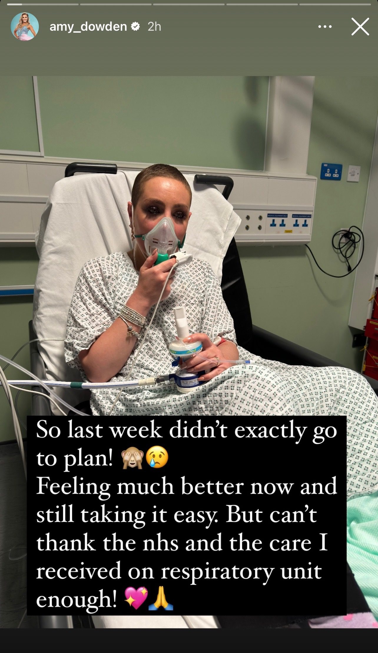 Amy Dowden in hospital