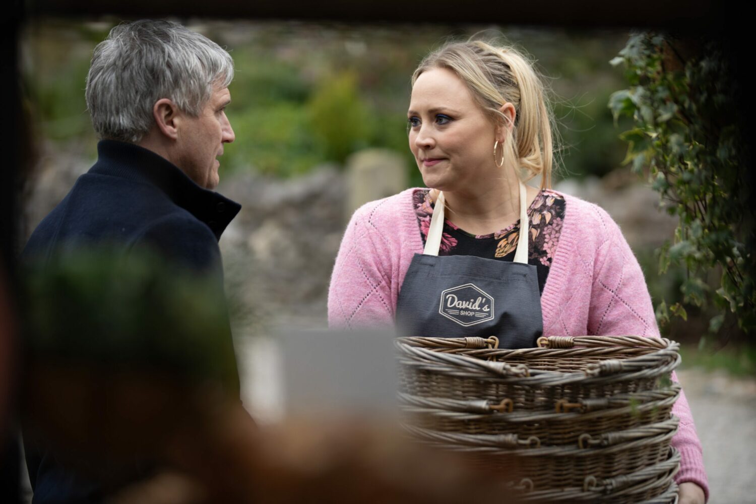 Tracy smiles at Caleb in Emmerdale