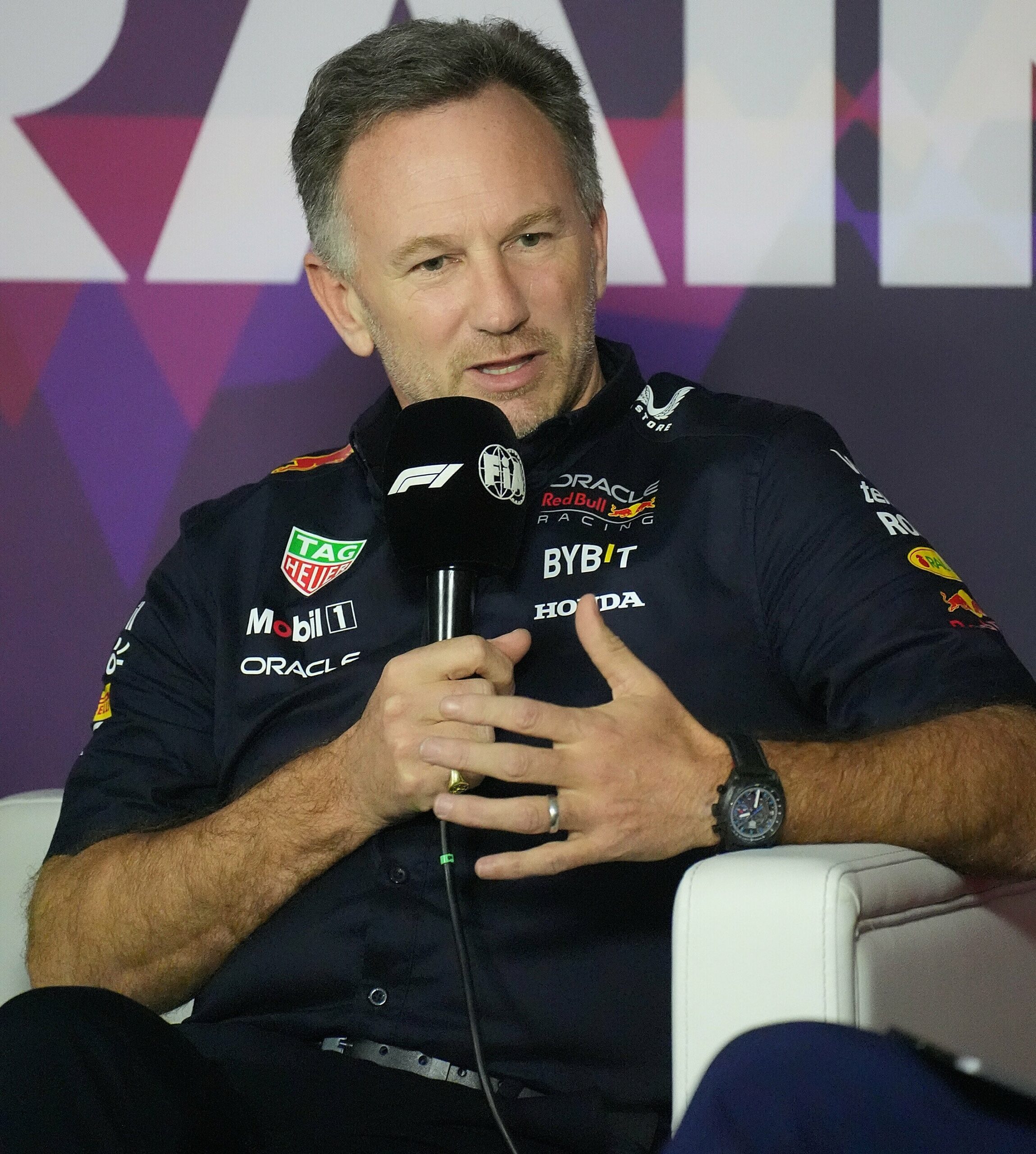 Christian Horner speaking at event