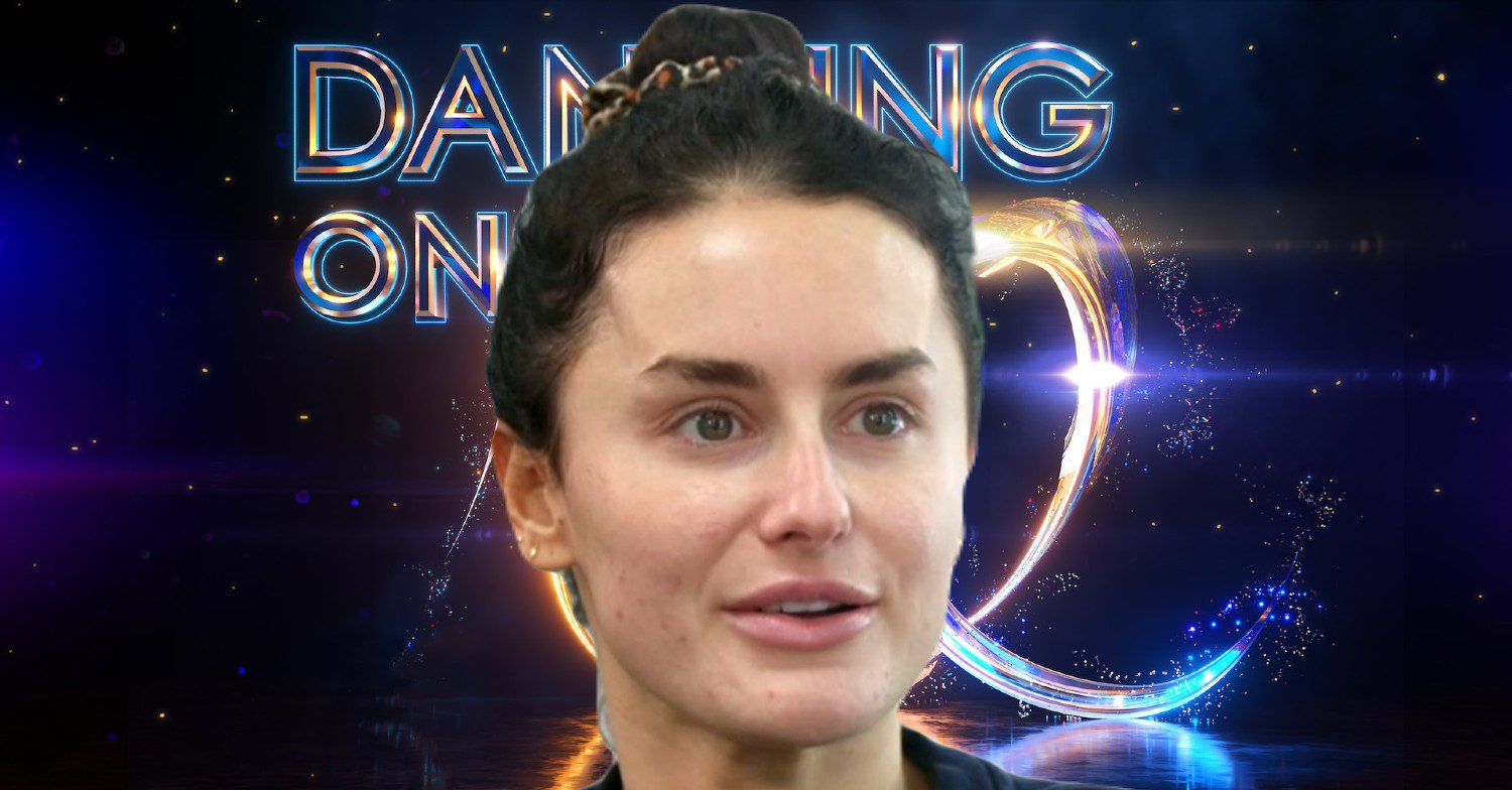 Dancing On Ice logo with Amber Davies in front