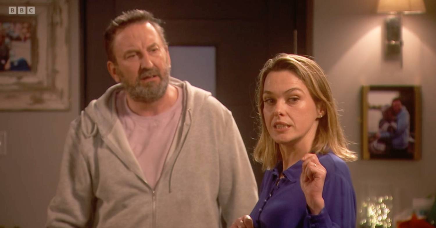 Lee Mack in character in a scene from Not Going Out