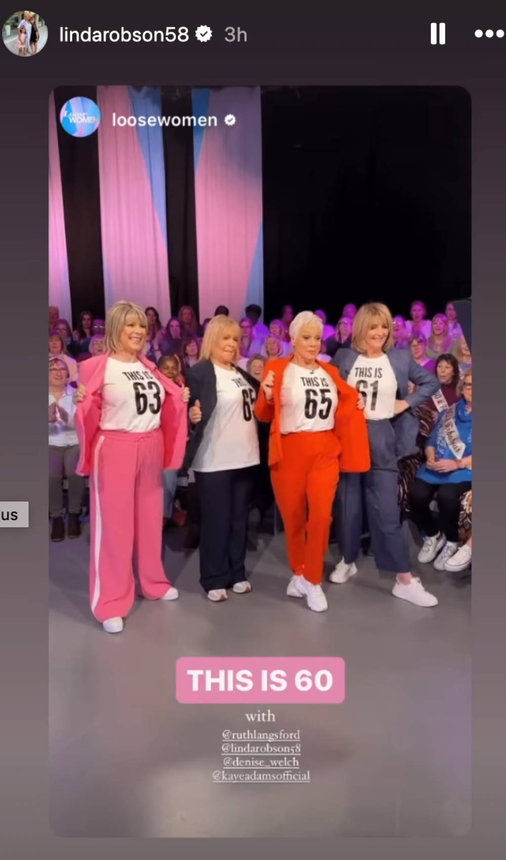 Linda Robson and the Loose Women crew in an Instagram Story