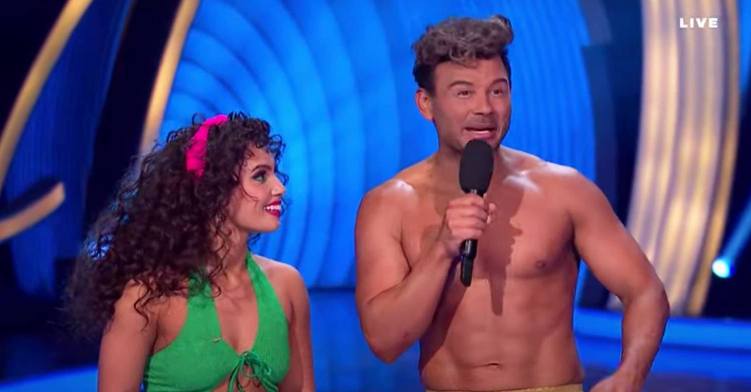 Ryan Thomas and Amani Fancy having a laugh on Dancing On Ice