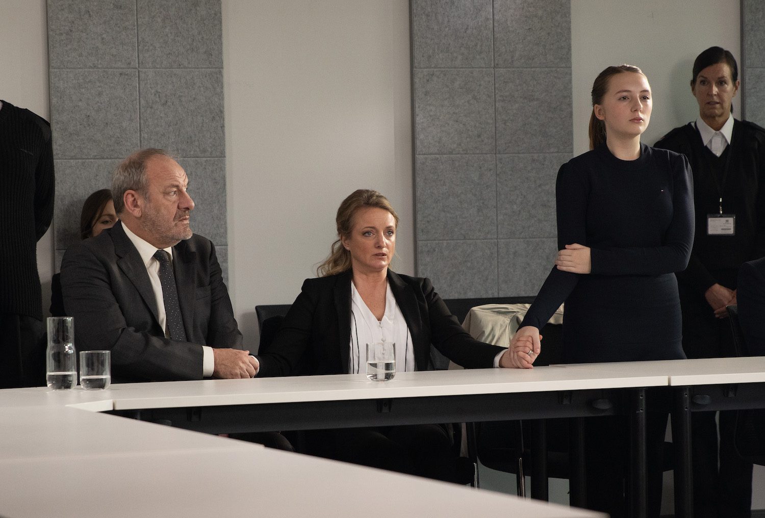 Angel King [REBECCA BAKES], Nicola King [NICOLA WHEELER] and Jimmy King [NICK MILES] are devastated when the judge sentences Angelica to eight months in a secure children’s home.