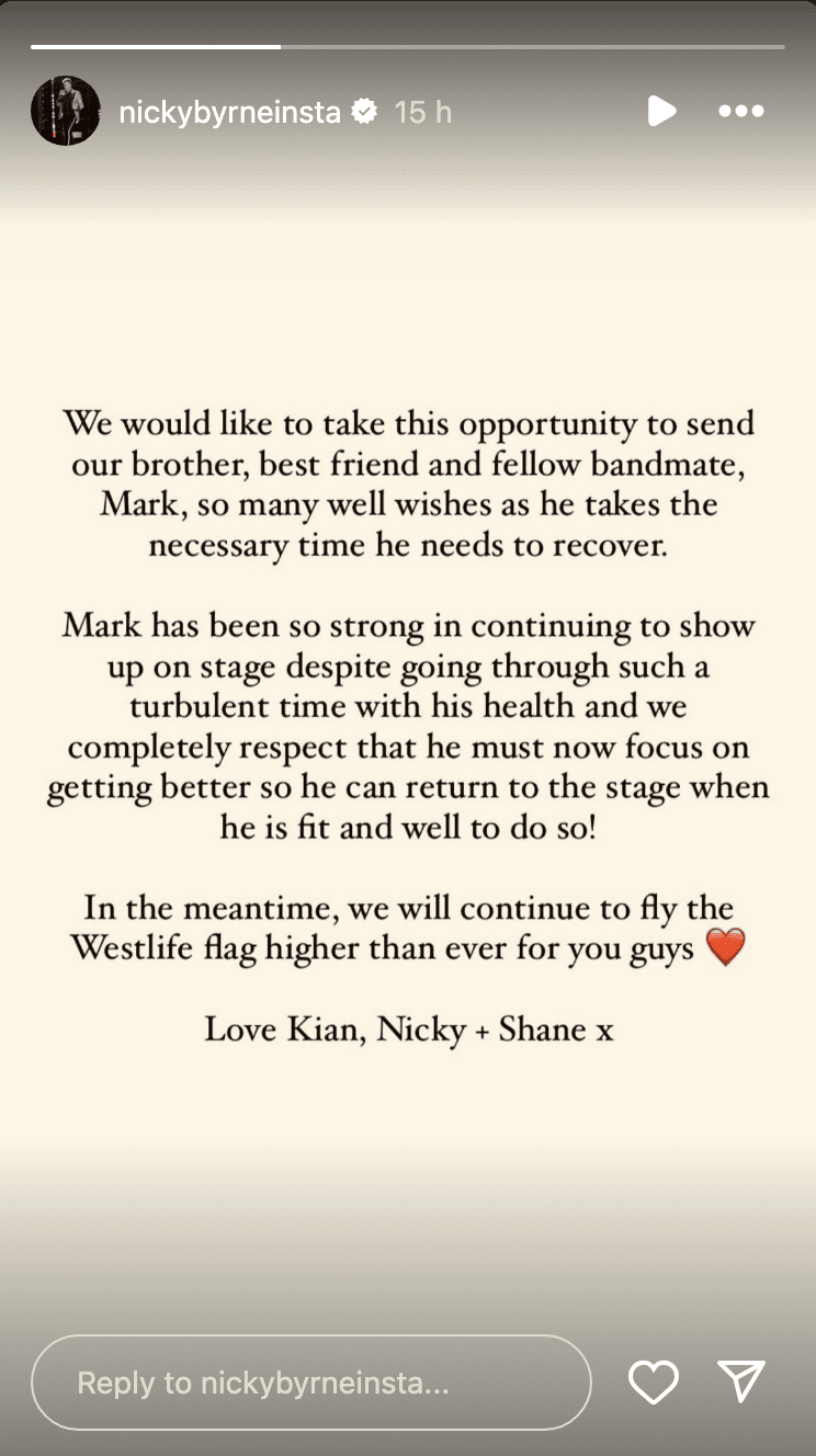 Statement on Nicki Byrne's Instagram