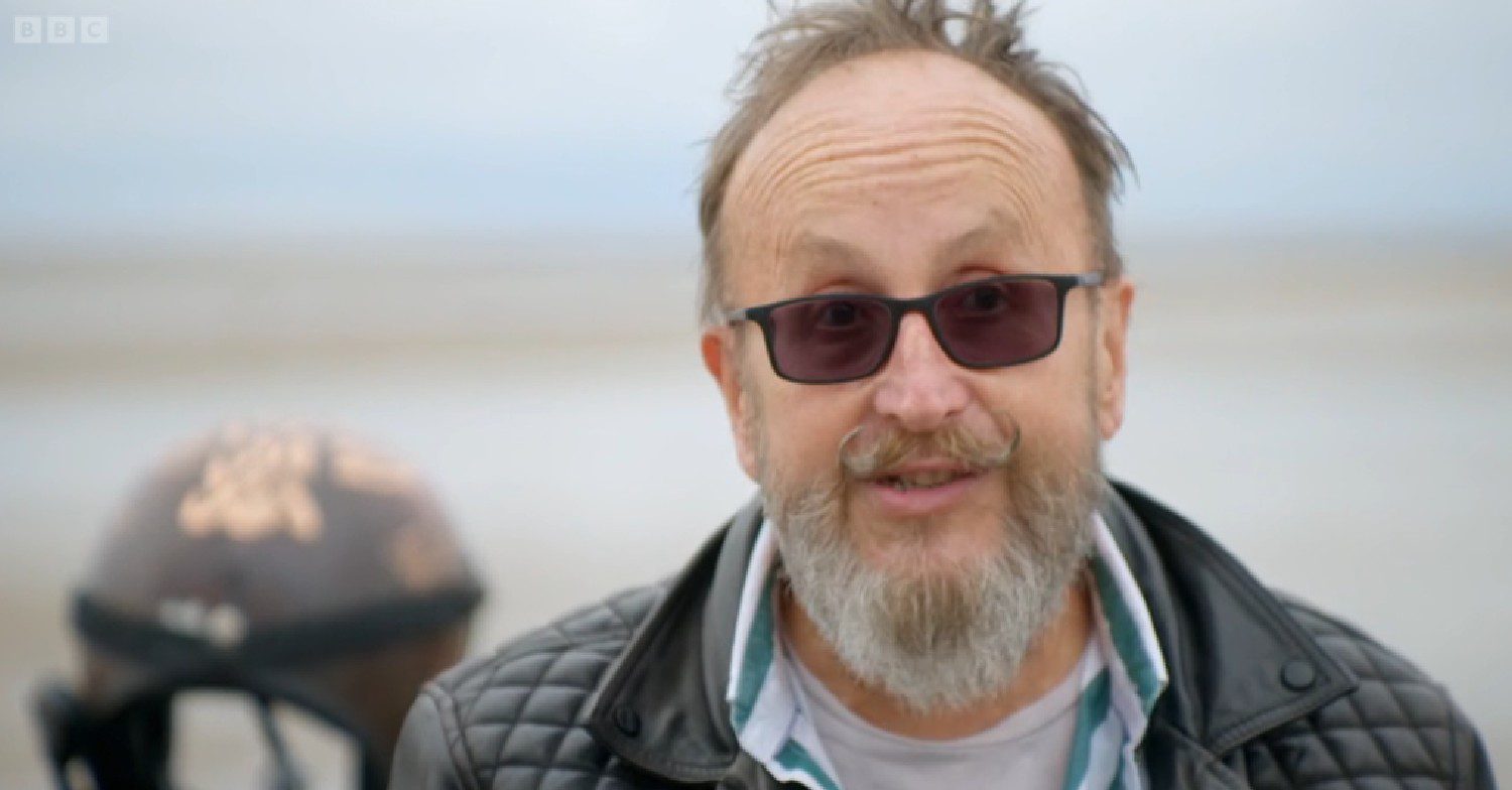 Dave Myers speaking to the camera on Hairy Bikers Go West