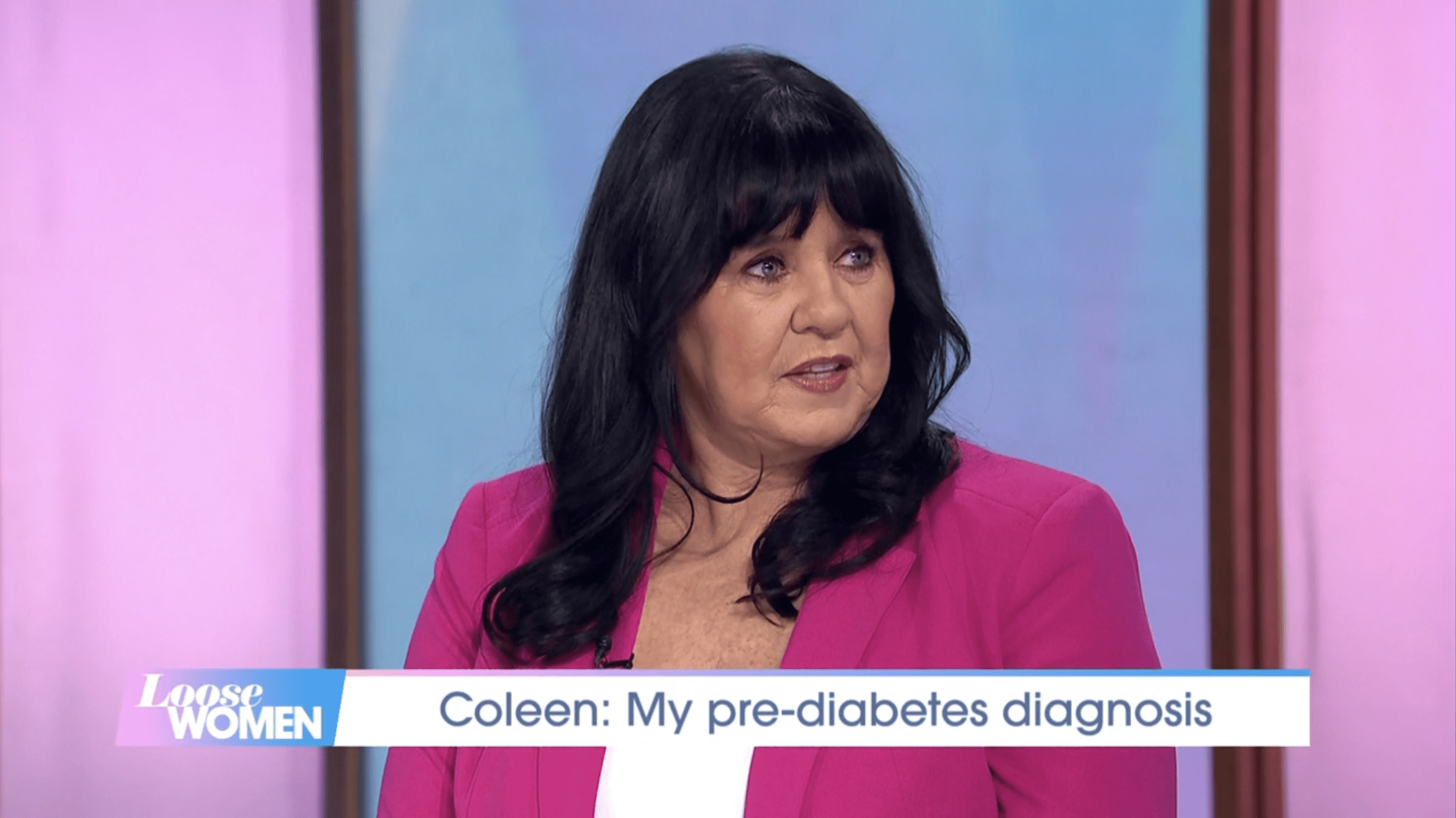 Coleen Nolan wearing pink blazer on Loose Women