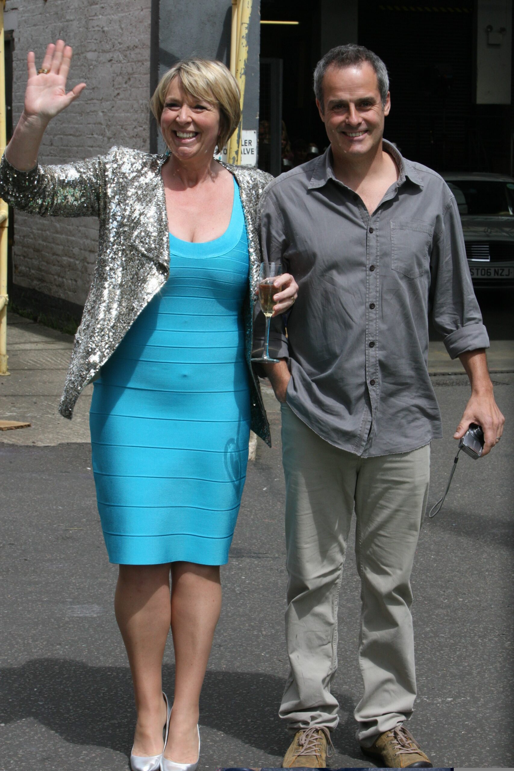 Fern and Phil Vickery smiling outside 