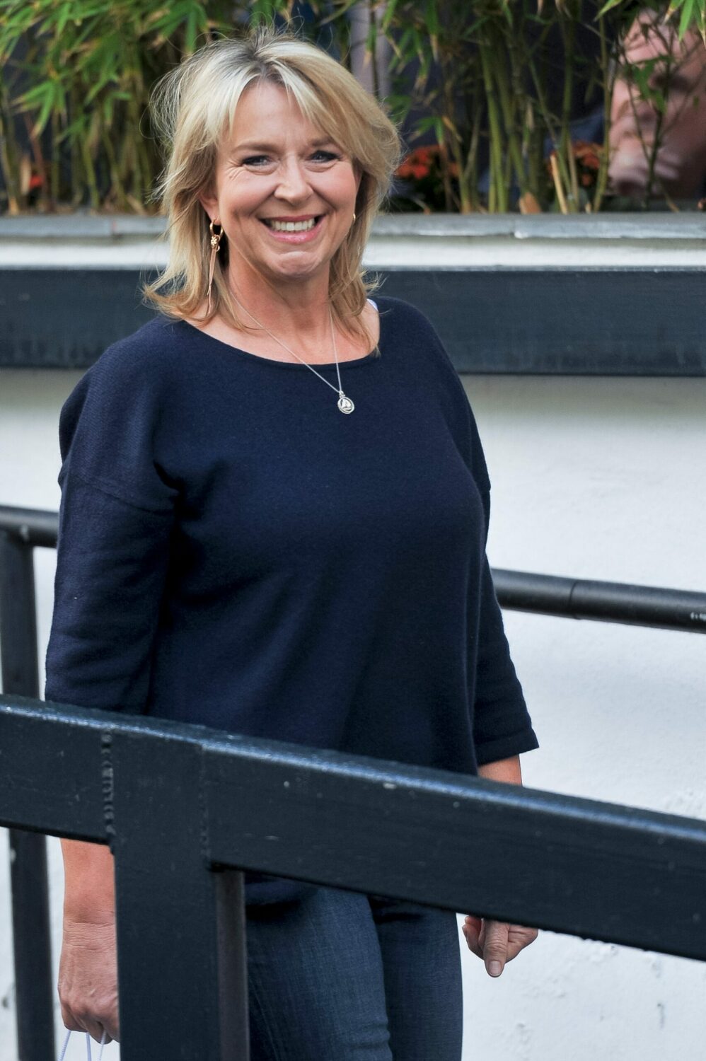 Fern Britton smiles as she leaves the Loose Women studios