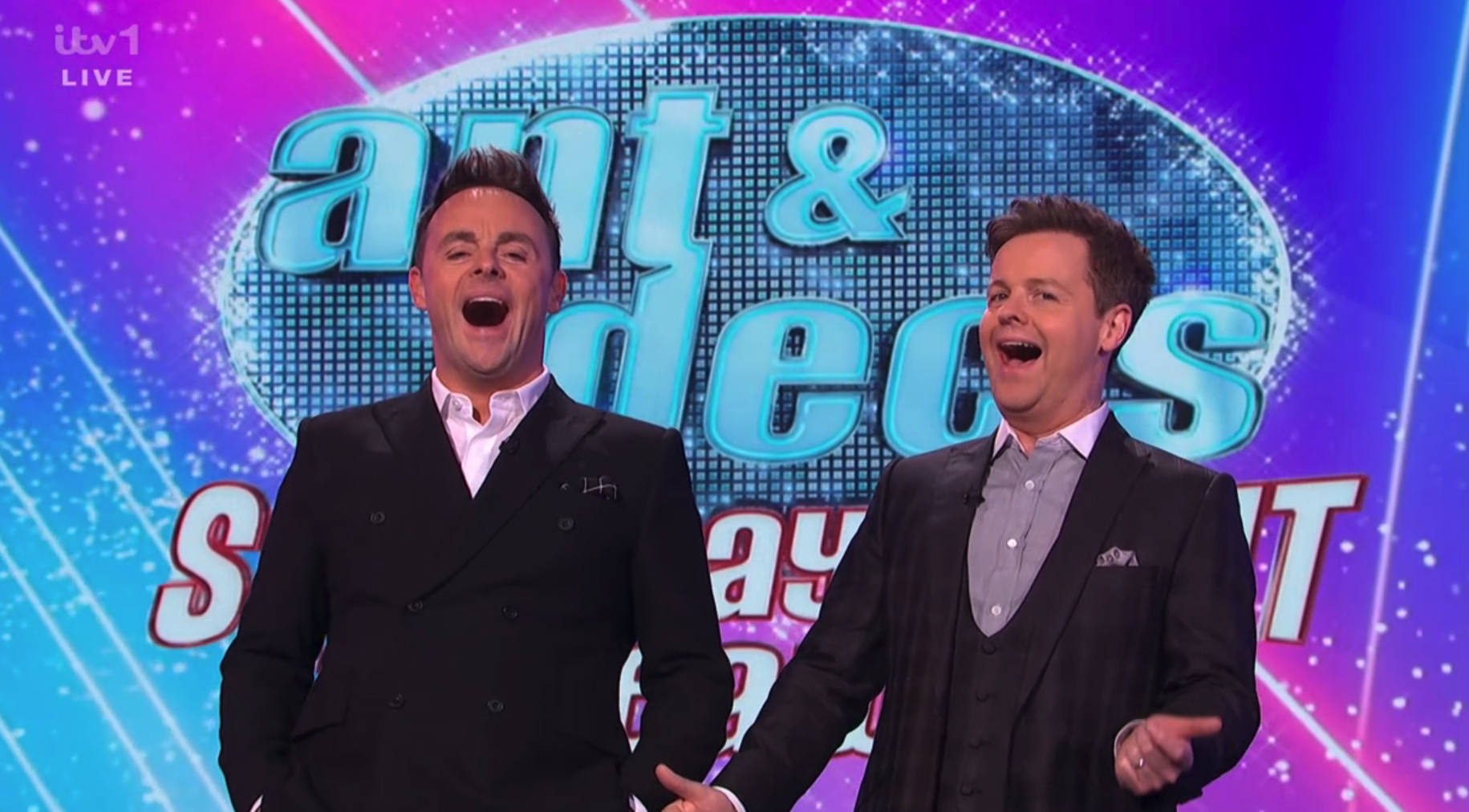 Ant and Dec laughing on Saturday Night Takeaway