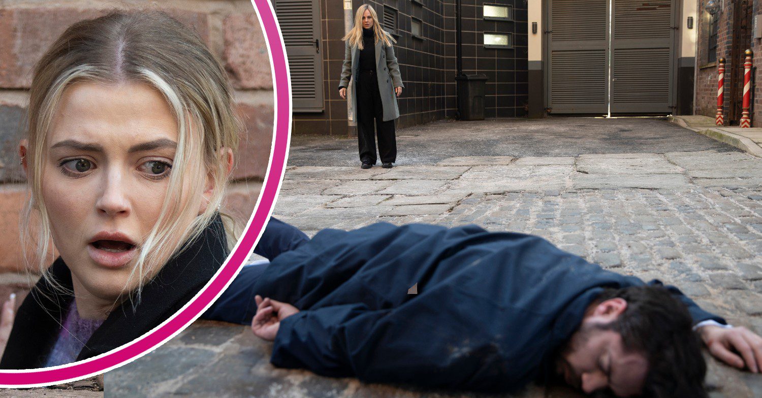 Coronation Street spoilers: Bethany and Adam comp image - he's lying unconscious on the road (Credit: ITV/Comp ED!)