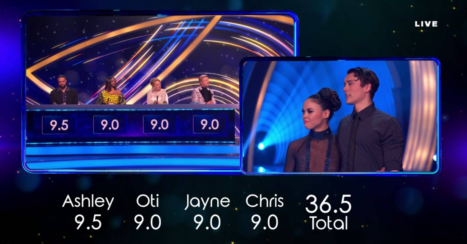Miles Nazaire is scored on Dancing On Ice