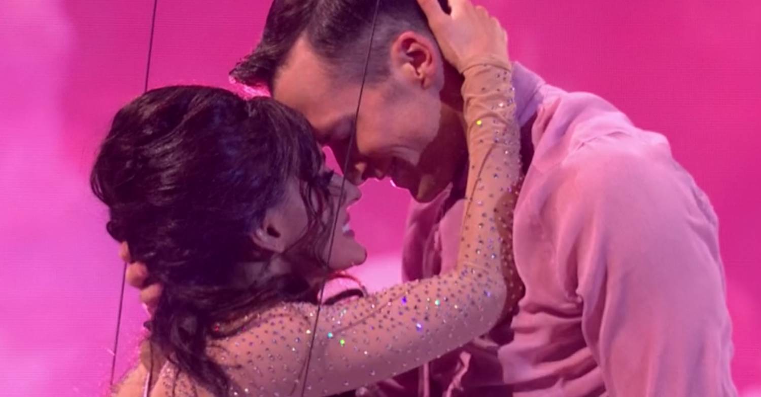 Amber Davies completes her routine on Dancing On Ice 2024