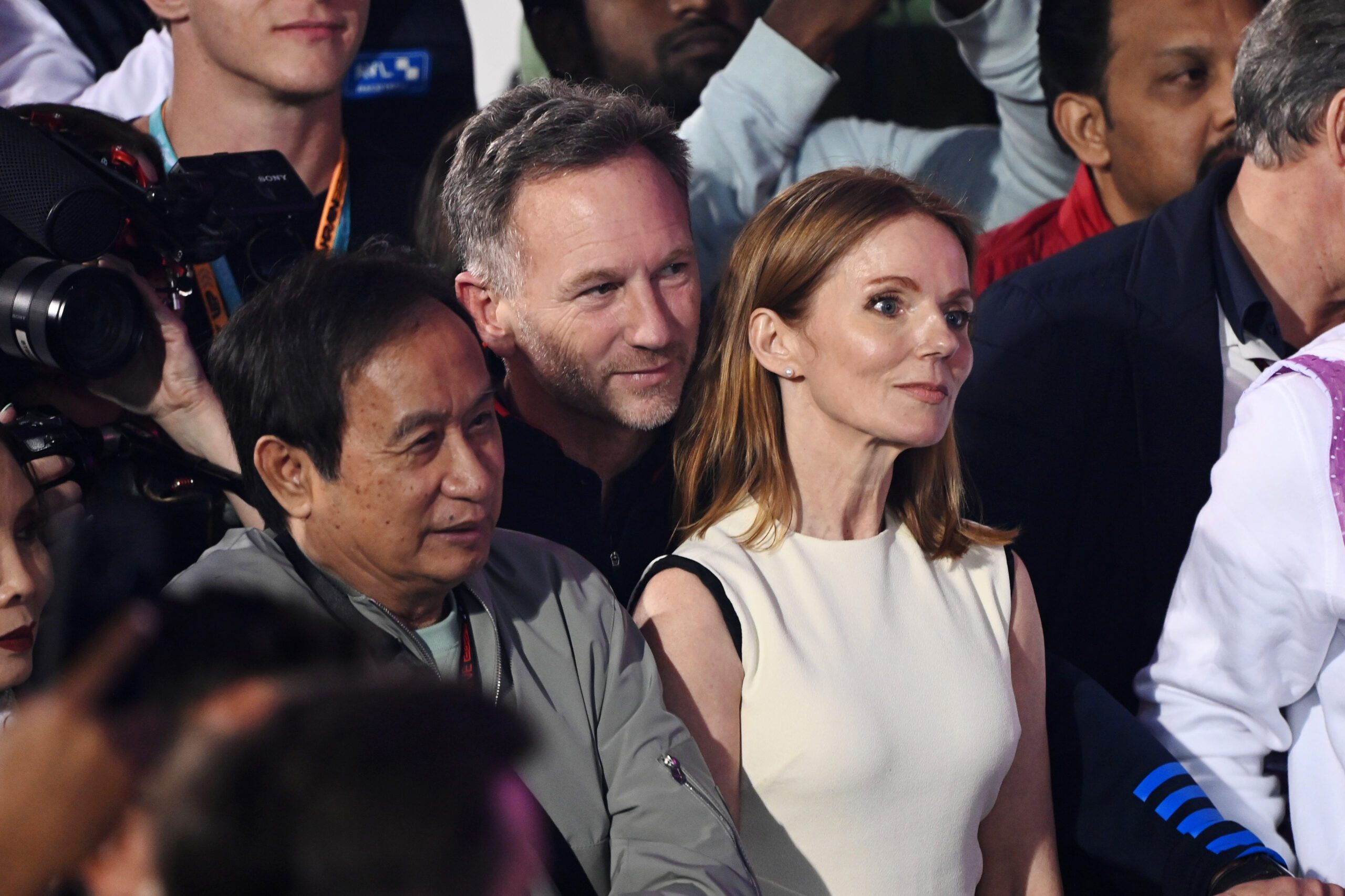 Christian Horner and Geri Halliwell looking cosy at the Grand Prix
