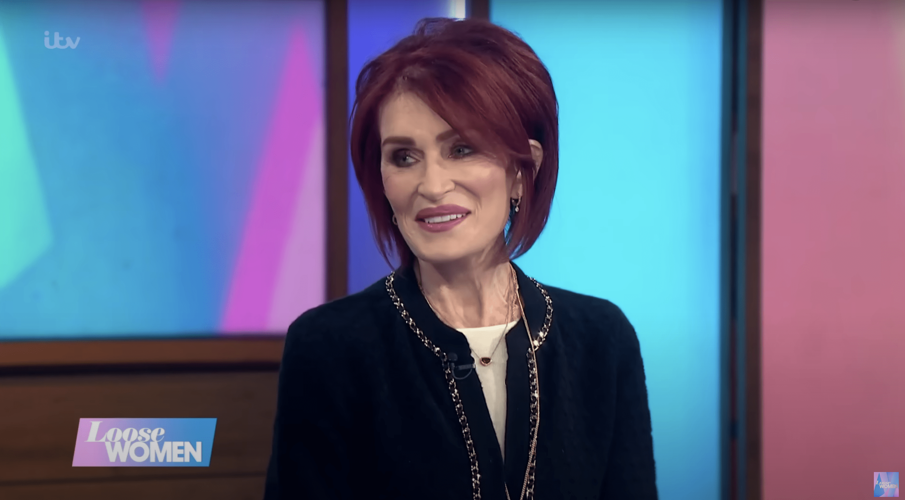 Sharon Osbourne smiling on the panel of Loose Women