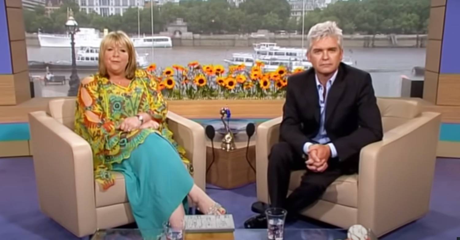 Fern Britton sits next to Phillip Schofield on This Morning