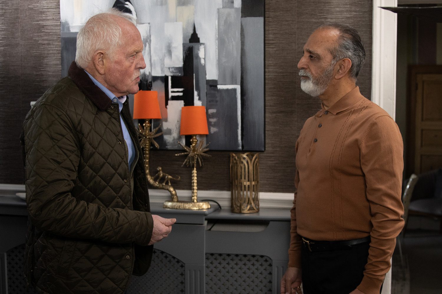 Eric and Pollard are in a tense conversation in Emmerdale spoilers