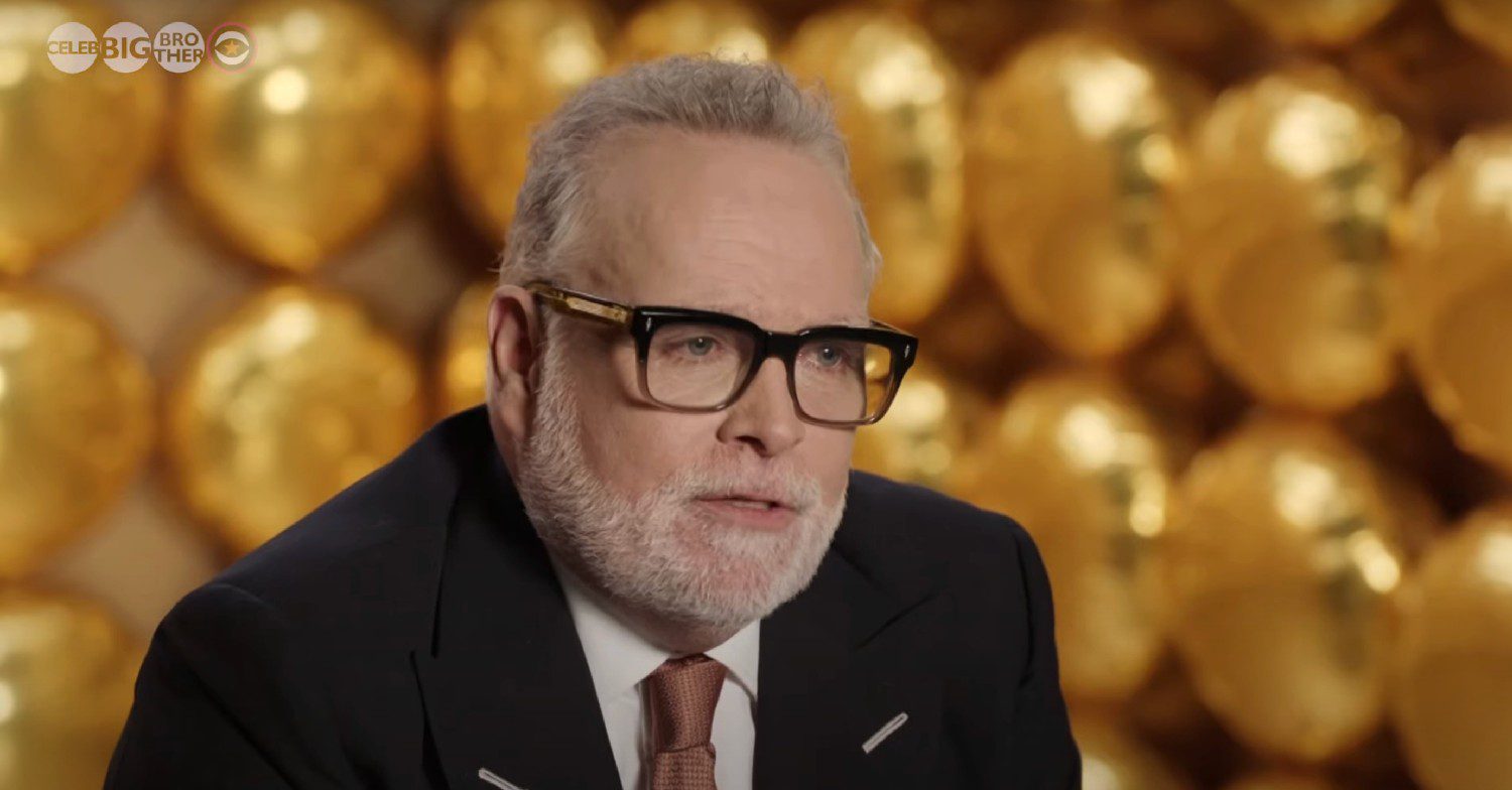 Gary Goldsmith on a golden background in his Celebrity Big Brother VT