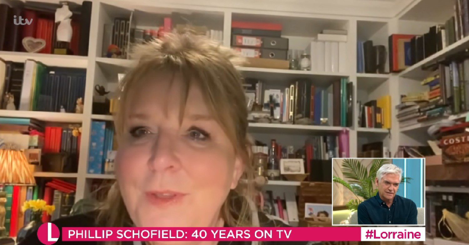 Fern Britton speaking on Lorraine alongside Phillip Schofield