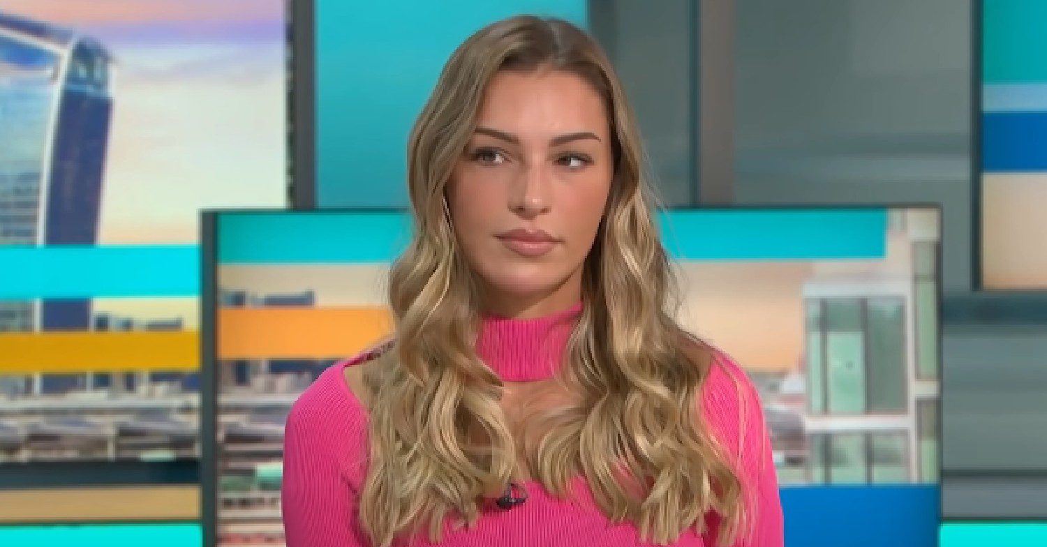 Zara McDermott looking serious on Good Morning Britain