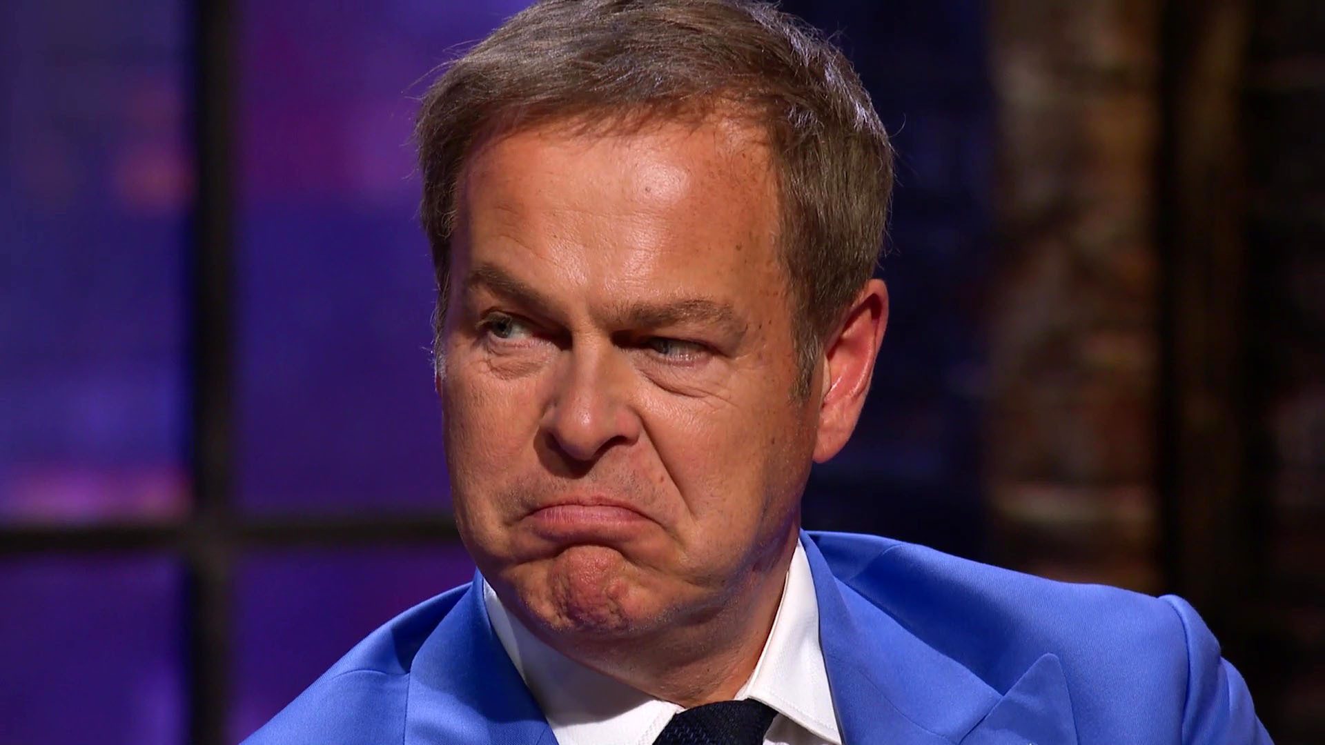 Peter Jones close-up scowling in Dragons' Den episode 10 of series 21