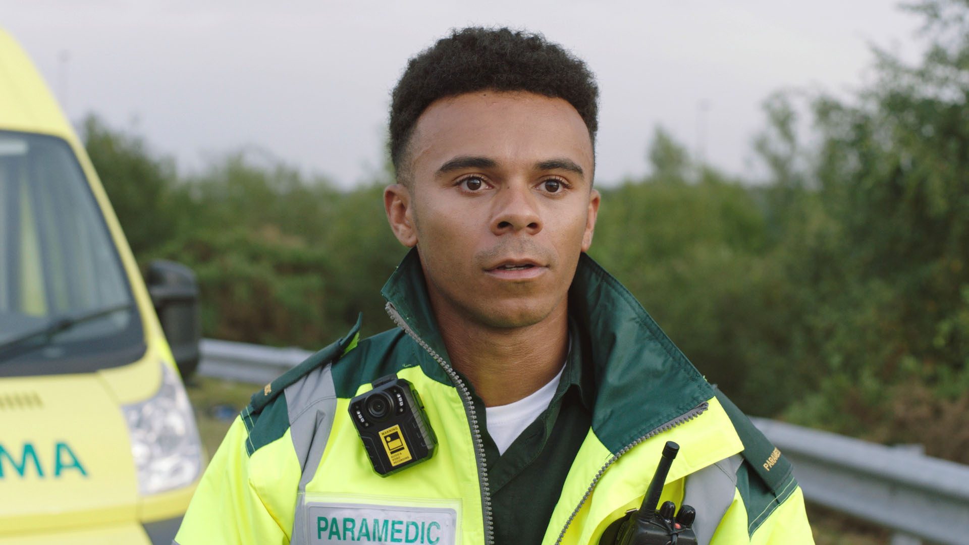 Teddy in Casualty spoilers looks shocked