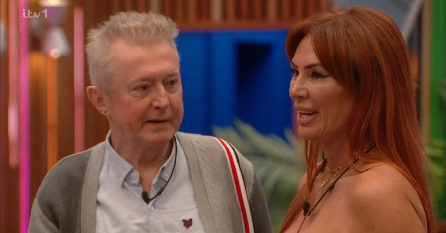 Louis Walsh and Lauren Simon smiling on Celebrity Big Brother