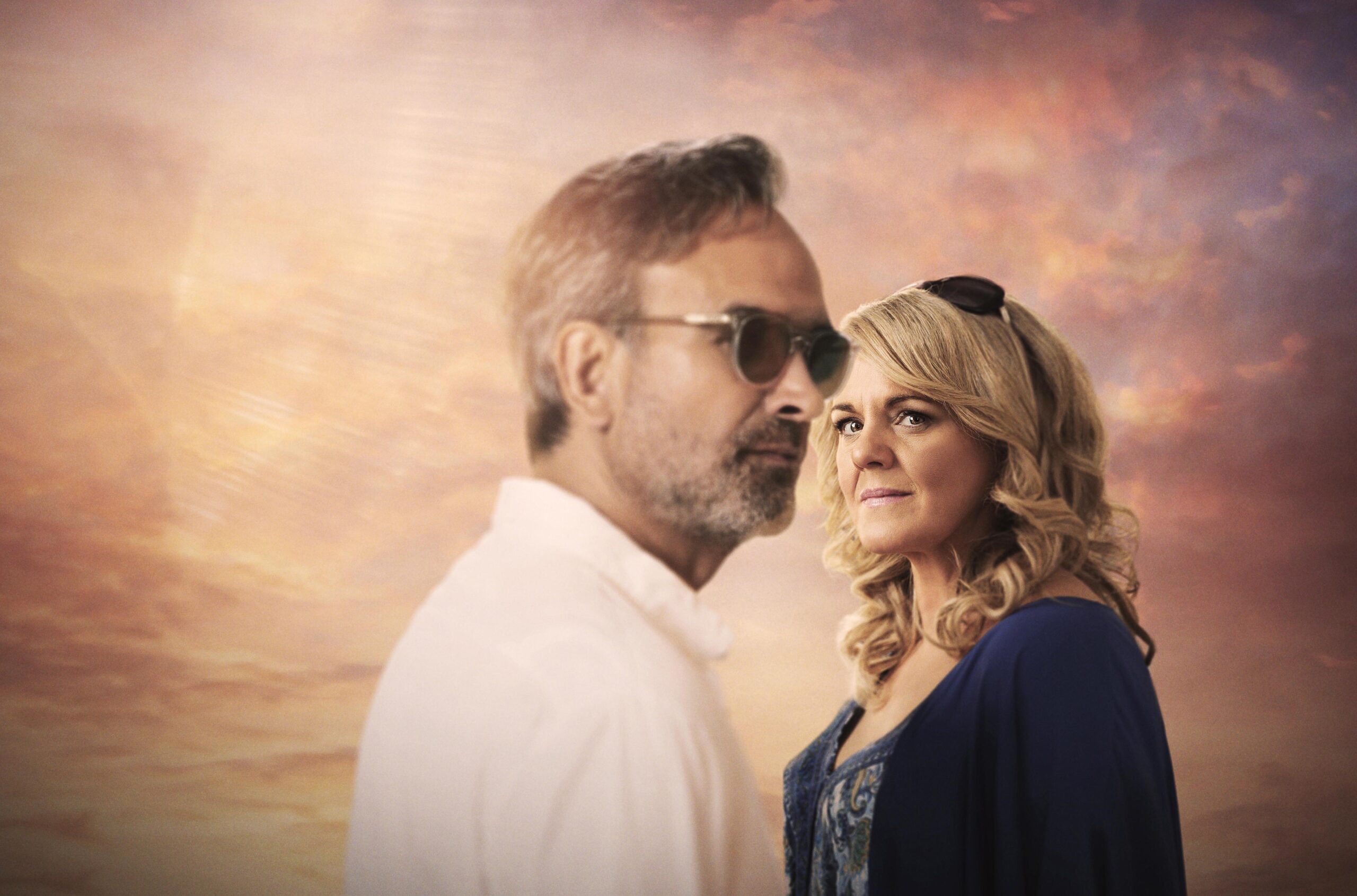 Sally Lindsay as Emma, and Gerard Kyd as Nico in Love Rat on Channel 5