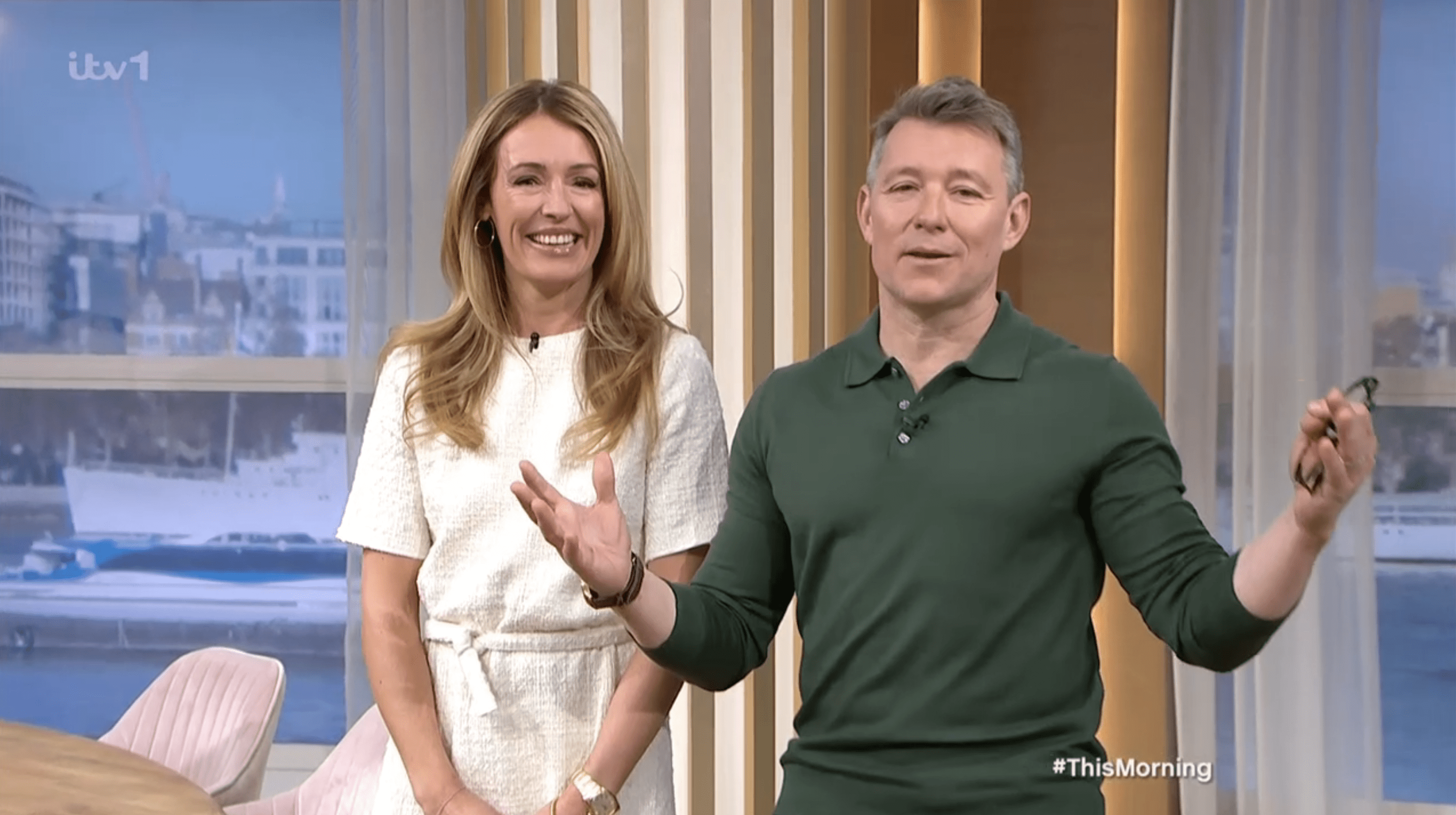 Cat Deeley and Ben Shephard on This Morning smiling