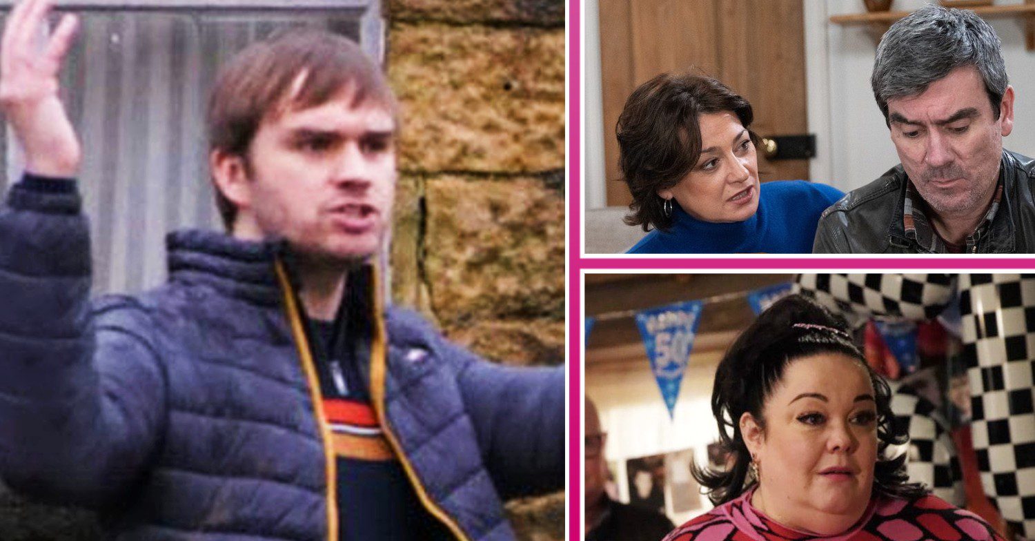 Emmerdale spoilers comp image: Tom, Moira, Cain and Mandy (Credit: ITV/comp ED!)