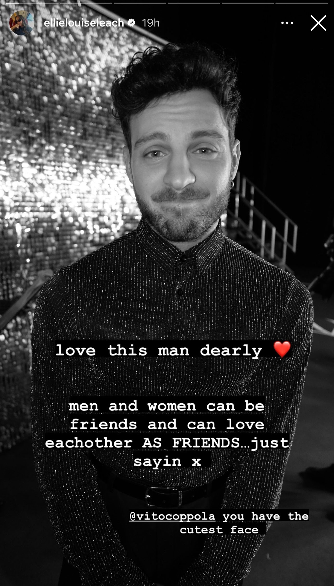 Vito posing on Ellie Leach's Instagram Story