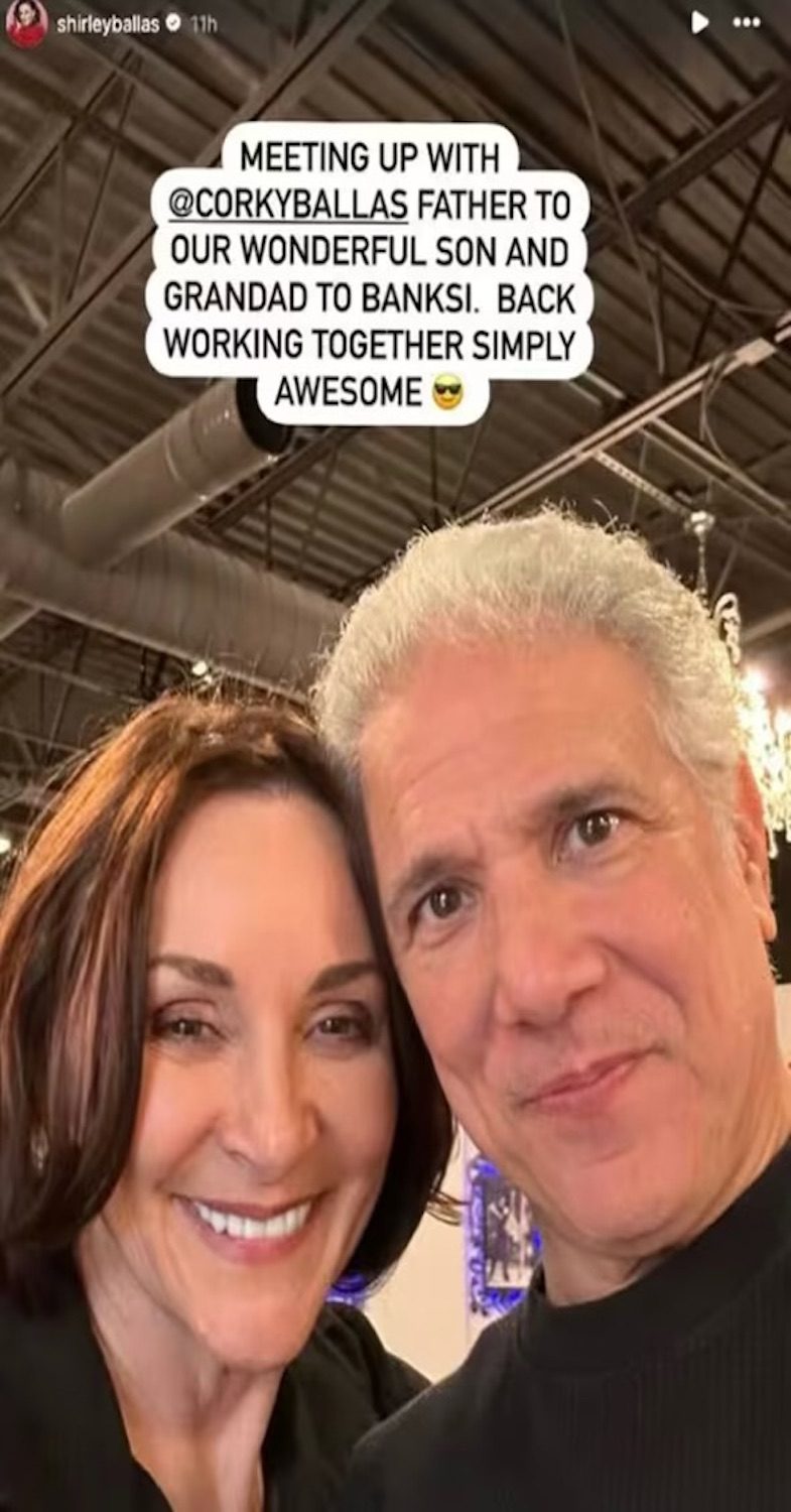 Shirley Ballas and ex partner Corky smiling