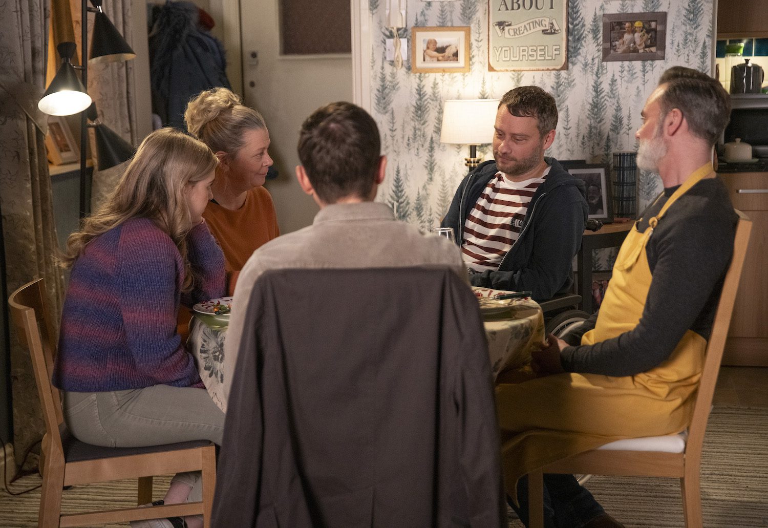 Paul and his family sit down to eat a meal on Coronation Street