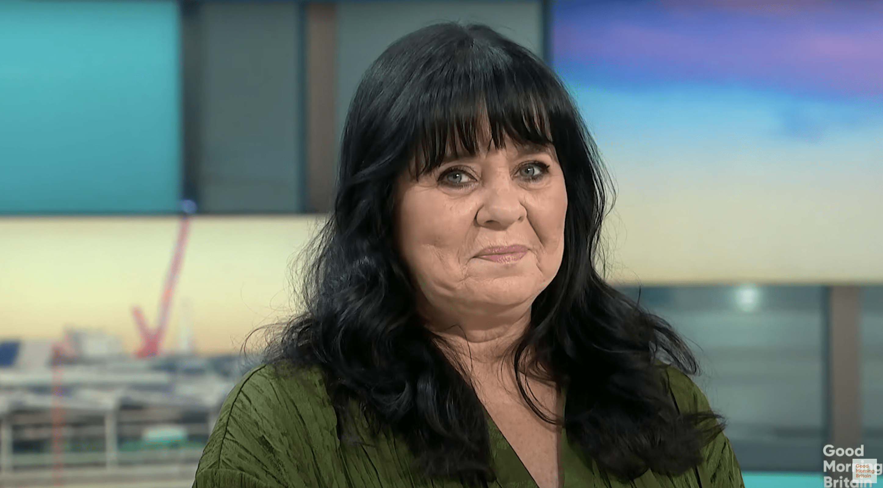 Coleen Nolan wearing green shirt as she talks quitting smoking on Good Morning Britain