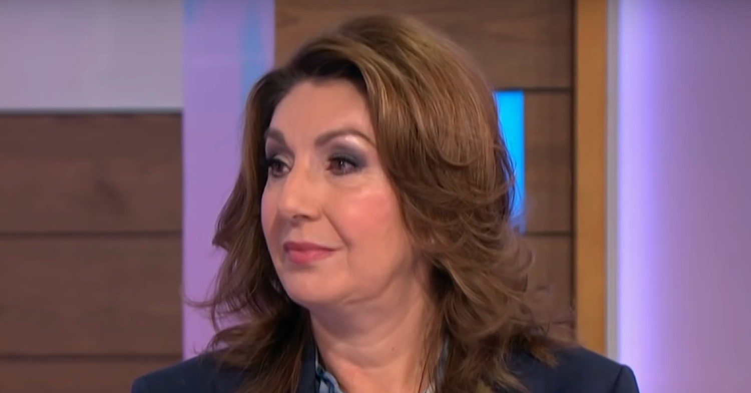 Jane McDonald on Loose Women wearing a blue blazer after discussing the loss of her fiance 