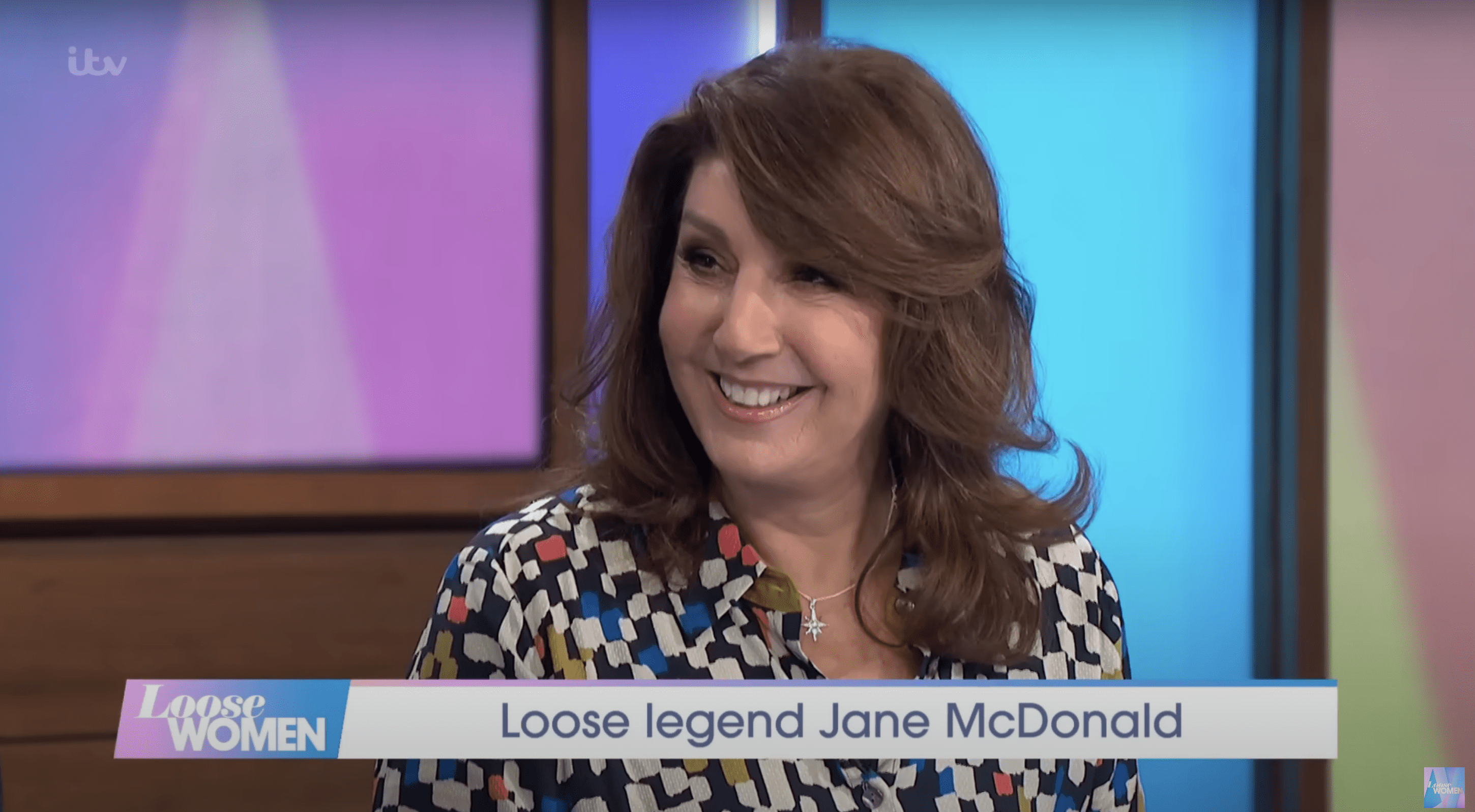 Jane McDonald smiling whilst starring on Loose Women