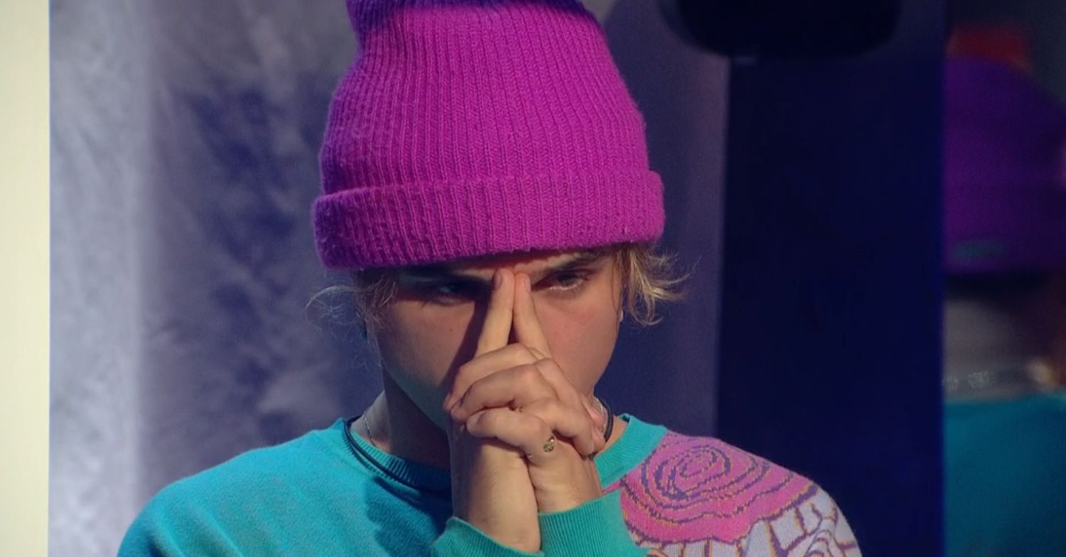 Nikita Kuzmin covering his face with his hands