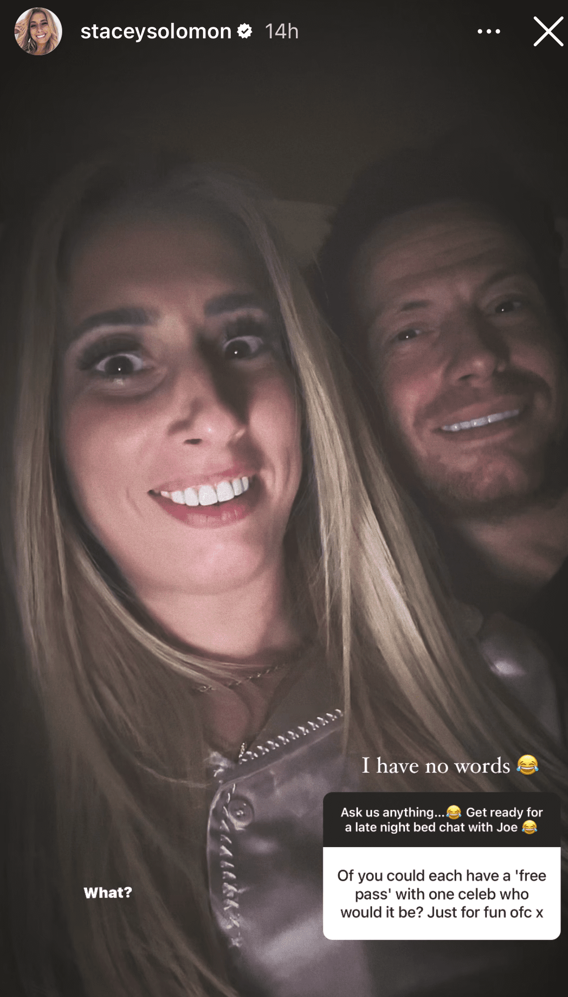 Stacey and Joe during their Instagram Q&A