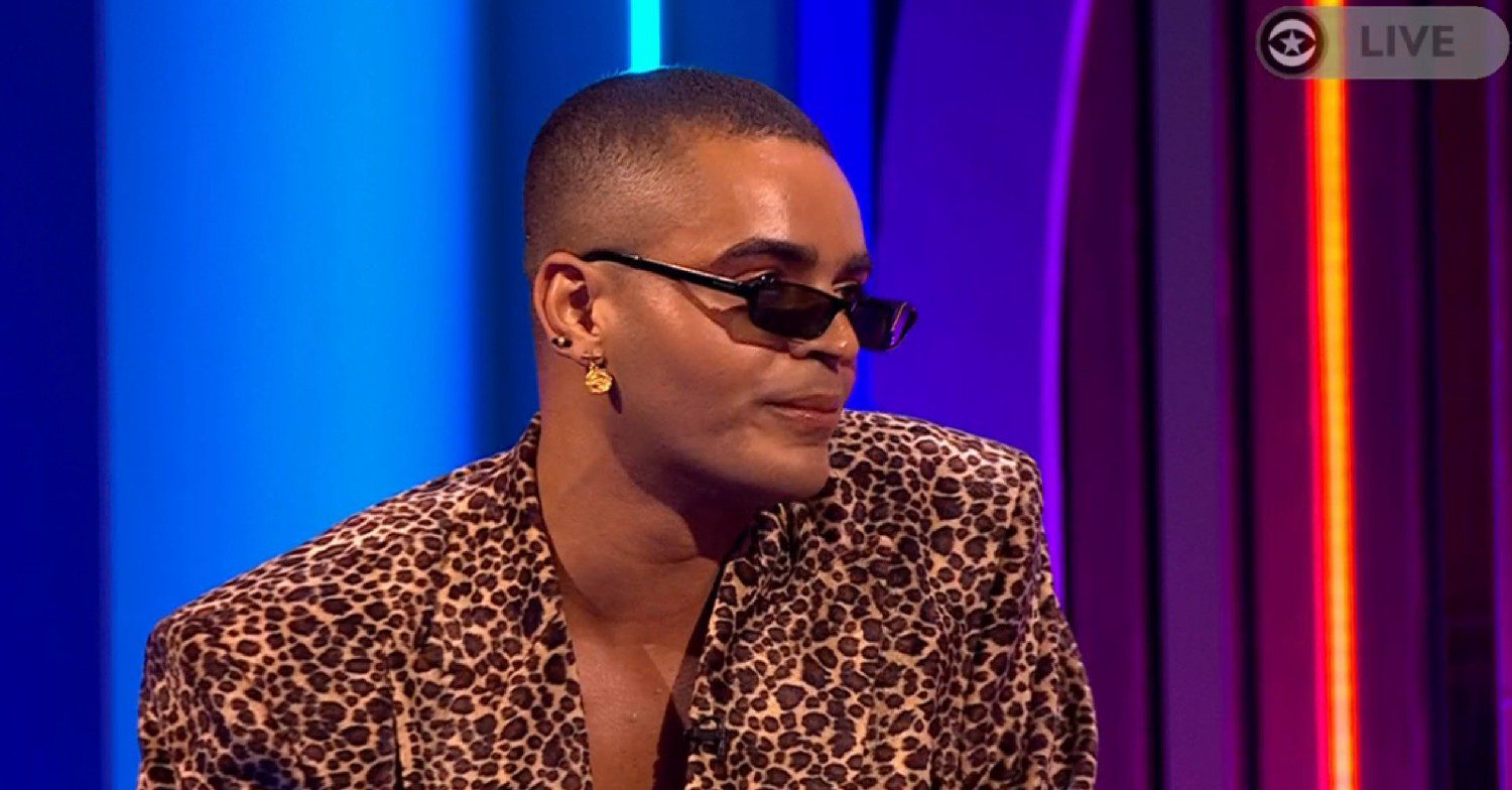 Layton Williams wearing leopard print and sunglasses on Late and Live
