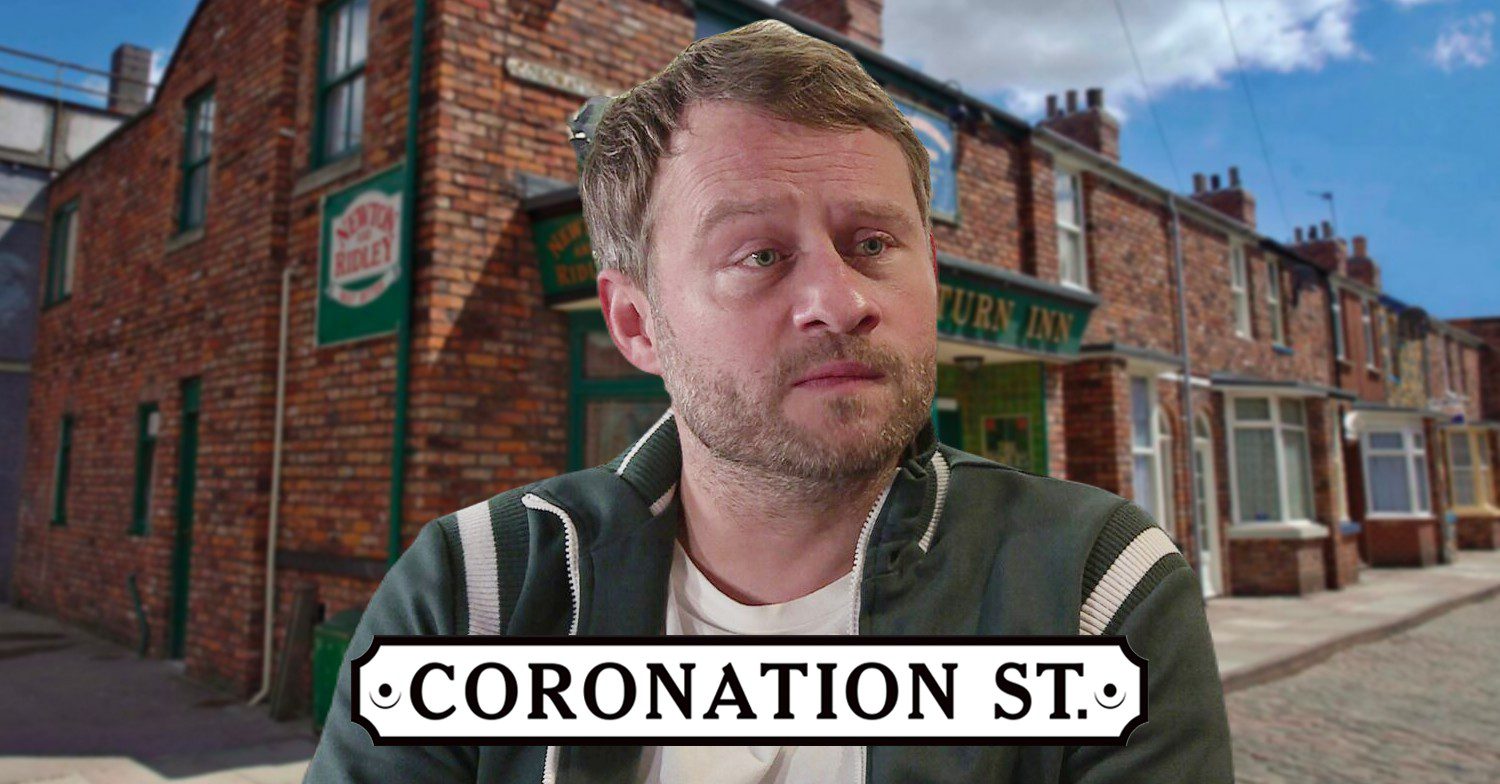 Paul looking upset on Coronation Street against soap logo and background (Credit: ITV/Composite: ED!)