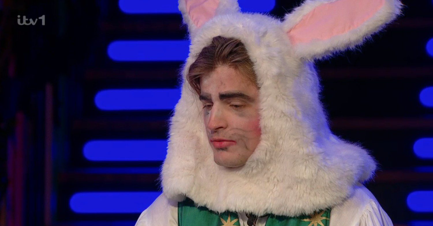 Nikita Kuzmin wearing a rabbit costume on Celebrity Big Brother