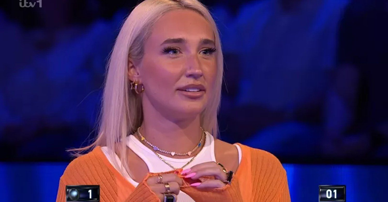 Megan McKenna tries to answer a question on Tipping Point: Lucky Stars