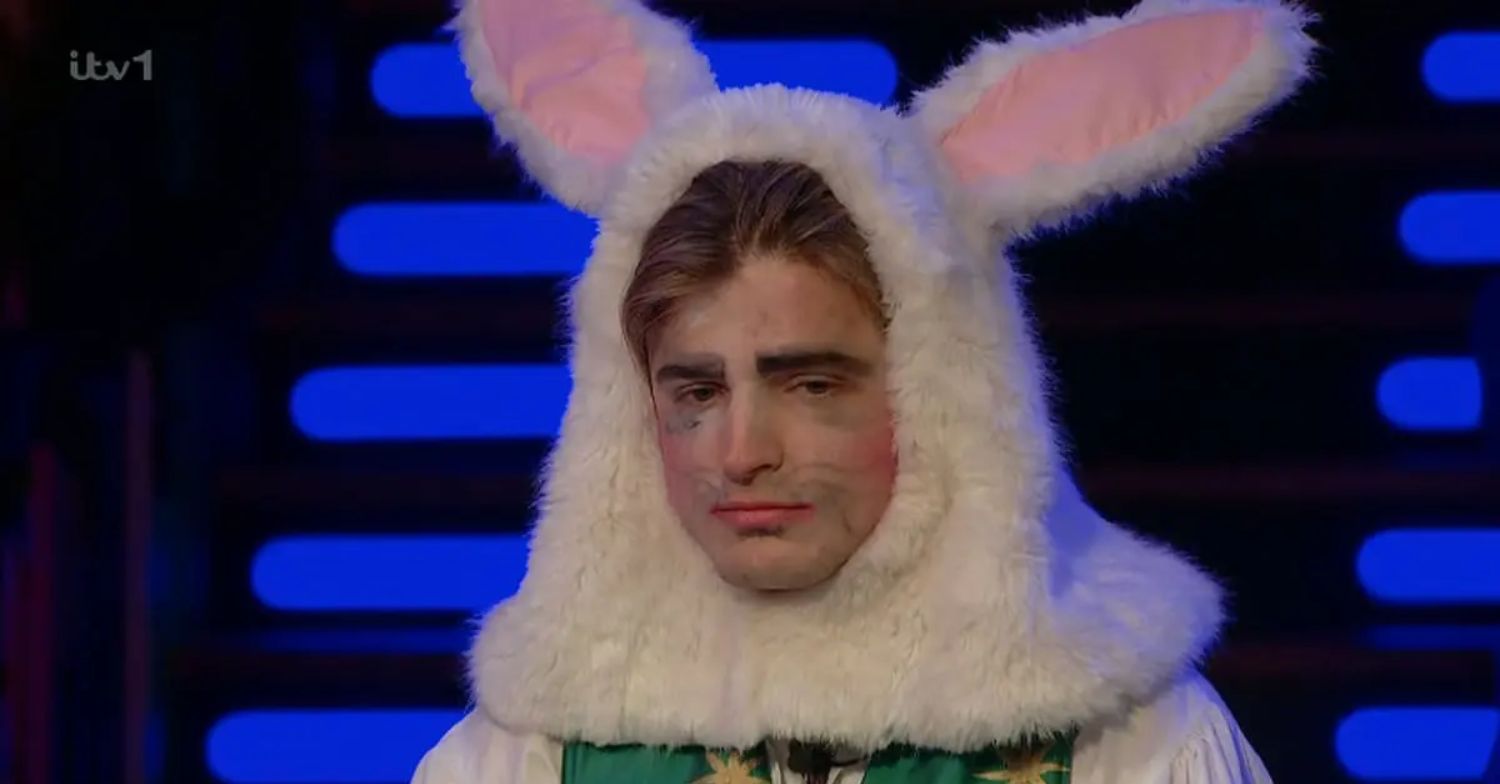 Nikita Kuzmin on Celebrity Big Brother dressed up as a rabbit