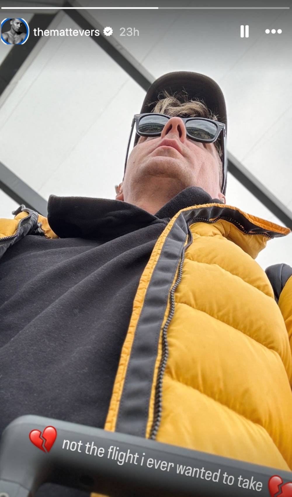 Dancing On Ice star Matt Evers looks sad